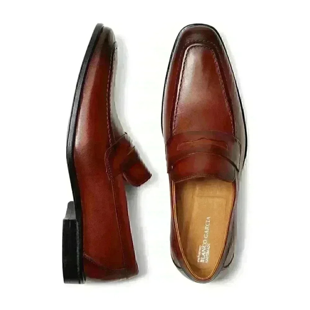 Elite Men's Brown Leather Penny Loafers -